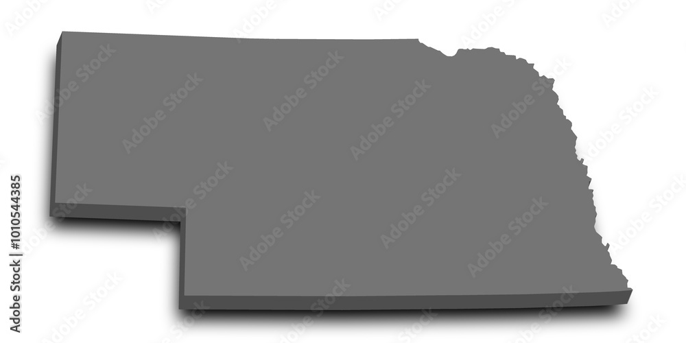 3d Map of Nebraska state with color. United State of America, US, United State 3d Map of Nebraska state with color. United State of America, US, United State