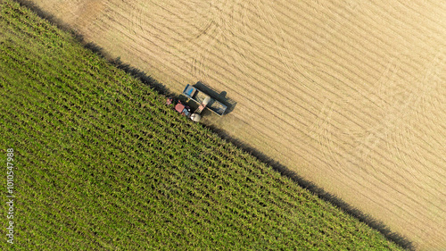 Sugarcane cutting truck top view.