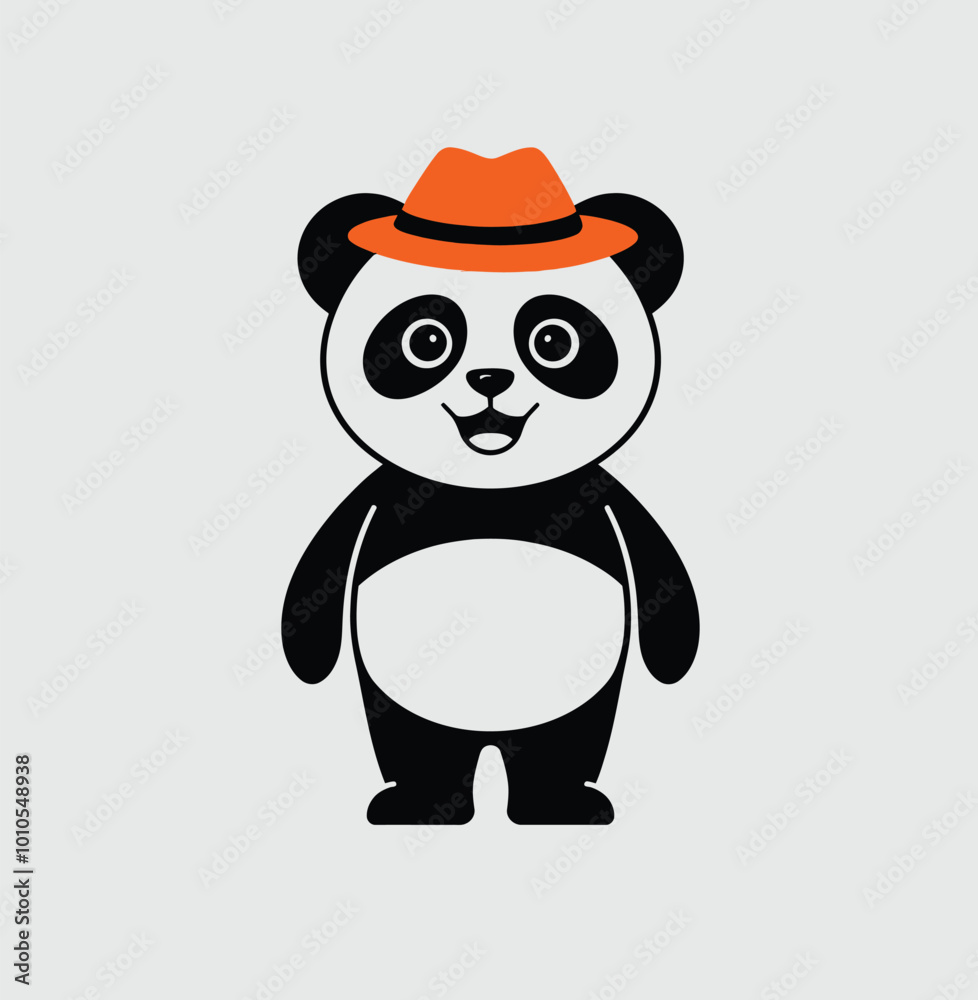Naklejka premium Cute Panda Waving Hand Cartoon Vector Illustration.