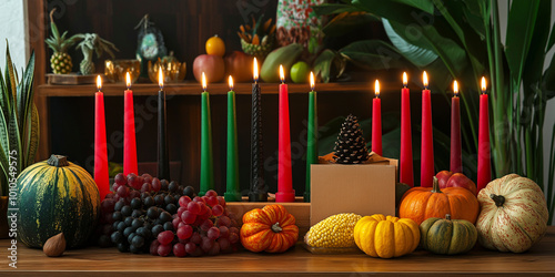 Kwanzaa Theme Background. African Holiday for the Whole Family photo