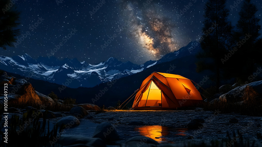 Camping Under the Stars with a Milky Way View Camping Under the Stars with a Milky Way View