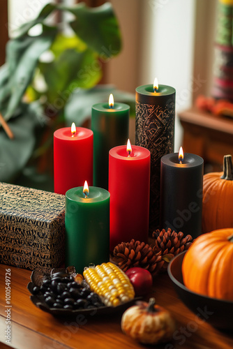 Kwanzaa Theme Background. African Holiday for the Whole Family photo