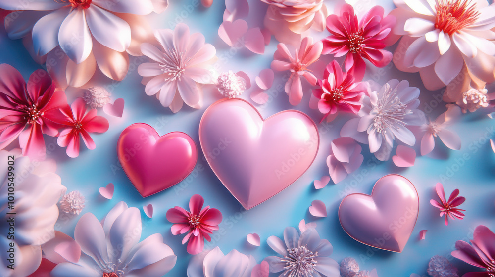 Background with hearts on Valentine's Day. AI Background with hearts on Valentine's Day. AI