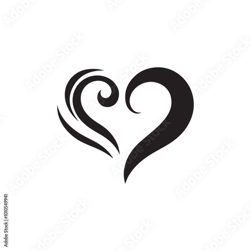 Elegant Heart with Soft Curves - A Minimalist and Modern Symbol Representing Love, Romance, and Artistic Expression, Perfect for Use in Wedding Invitations, Valentine's Day Themes, or Design Projects.