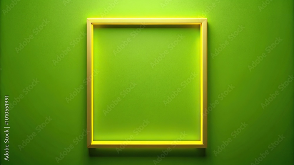 Fluorescent modern yellow frame on green background Fluorescent modern yellow frame on green background