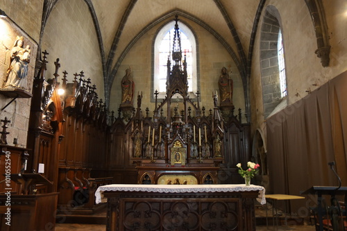 L'église Saint-Suliac, église de style gothique, village de Saint-Suliac, département d'Ile et Vilaine, Bretagne, France