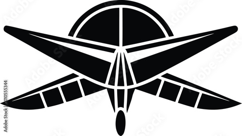 Aircraft glider silhouette icon, vector illustration, black on white background