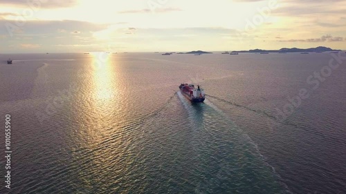 Container ships carrying imported and exported goods at sea