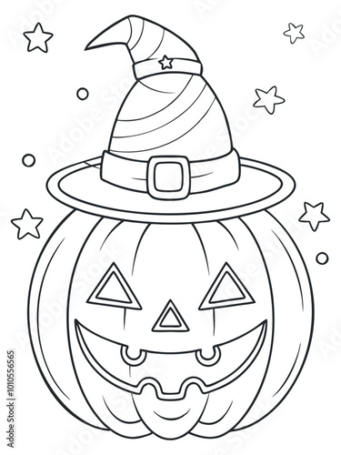 Festive Halloween pumpkin coloring page for children