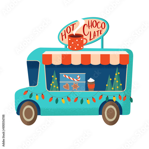 Christmas bus with Hot chocolate and decoration