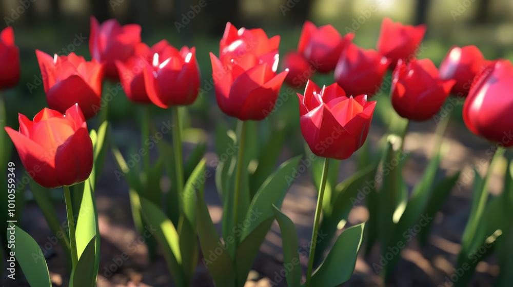 Fototapeta premium A bouquet of tulips arranged in an artistic and aesthetically pleasing manner. AI generate illustration