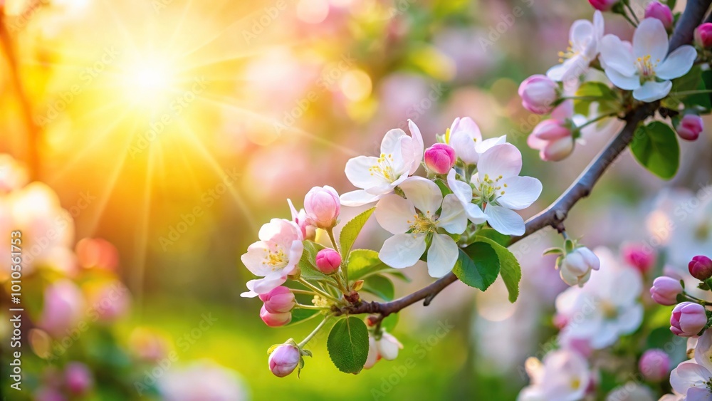 Forced perspective apple tree with bright sunshine bokeh background Forced perspective apple tree with bright sunshine bokeh background