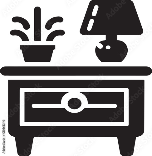 nightstand vector - silhouette of nightstand - bed room stand - home styling art -