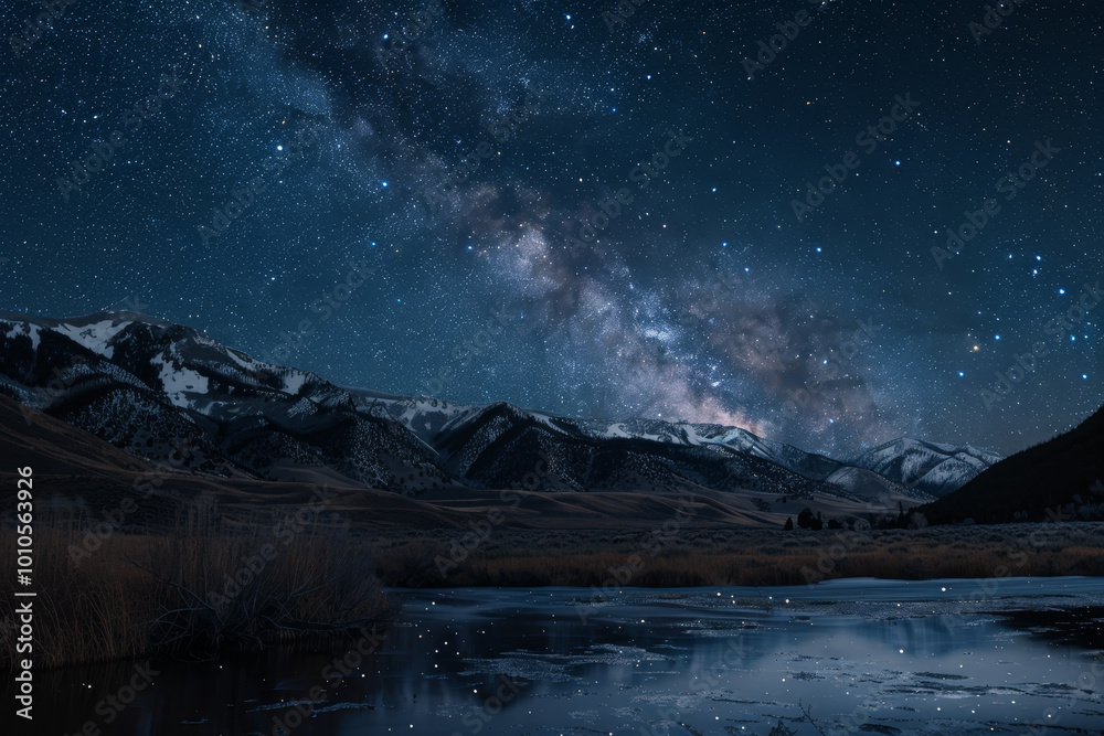 Naklejka premium A beautiful night sky with a large milky white cloud in the middle