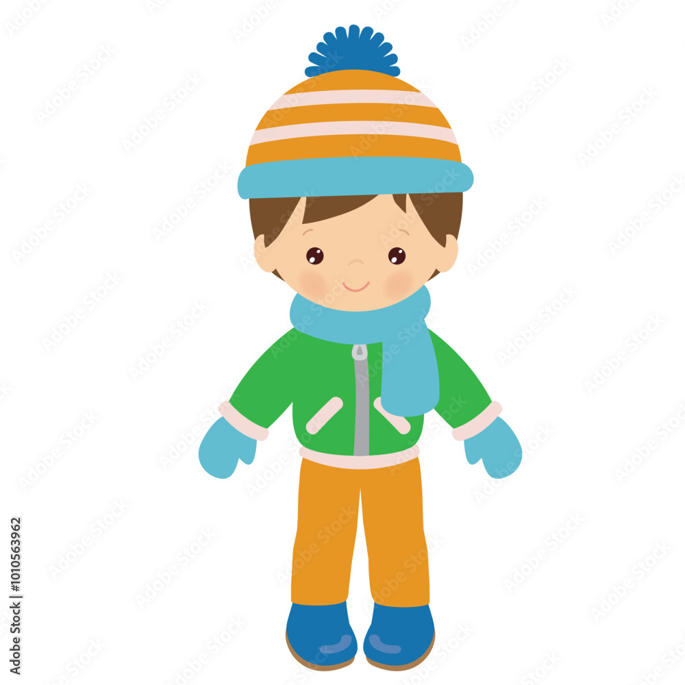 Winter boy vector cartoon illustration Winter boy vector cartoon illustration