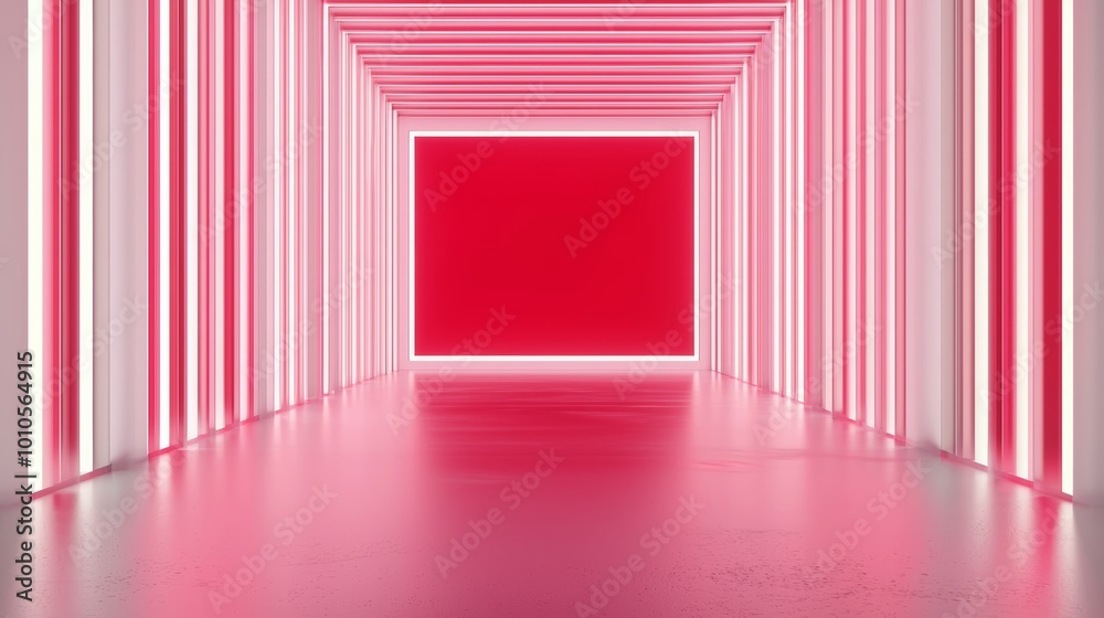 High-tech TV studio, red and white color scheme, large blank digital screens, modern media broadcast setting High-tech TV studio, red and white color scheme, large blank digital screens, modern media broadcast setting
