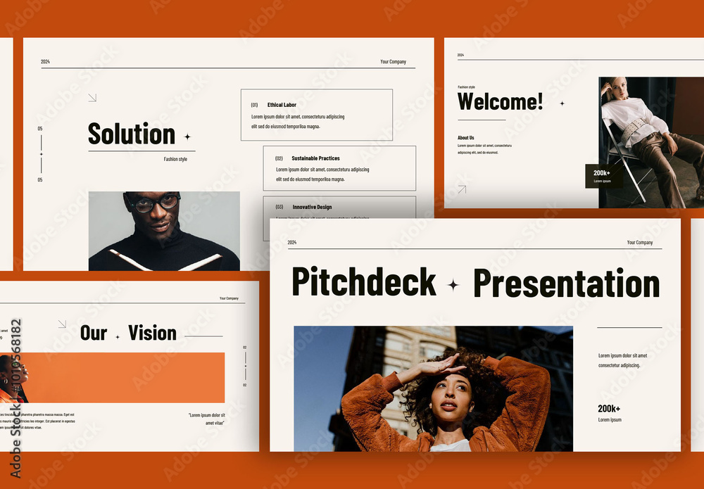 Cream Black Minimalist Creative Pitch Deck Presentation Layout Stock ...