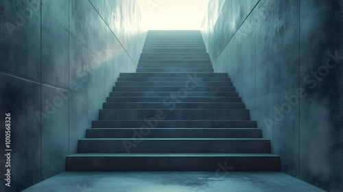 Concrete Stairway to Light 3D Illustration