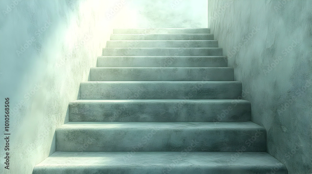 Concrete Stairs Leading Upwards in a Blue Room 3D Illustration Concrete Stairs Leading Upwards in a Blue Room 3D Illustration