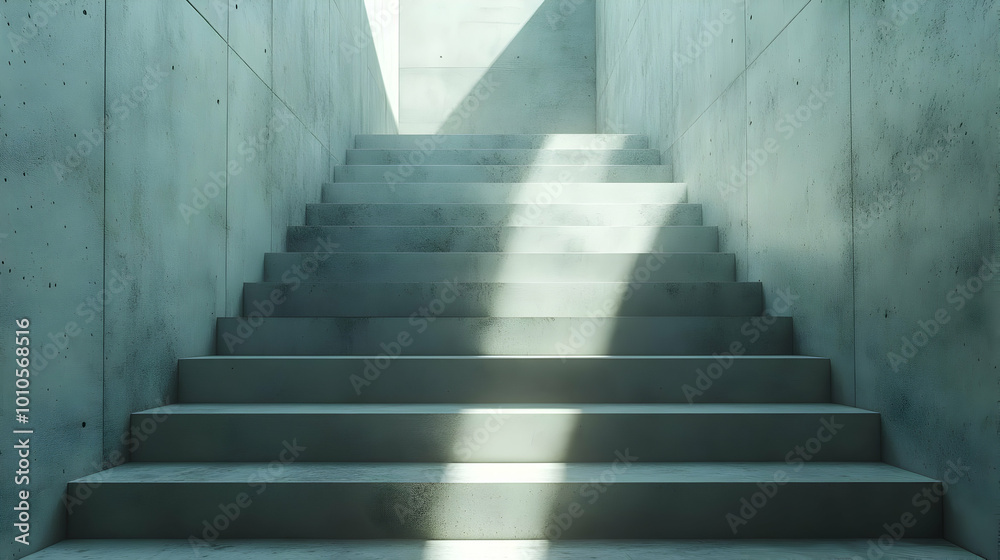 Concrete Staircase with Sunlight 3D Illustration Concrete Staircase with Sunlight 3D Illustration