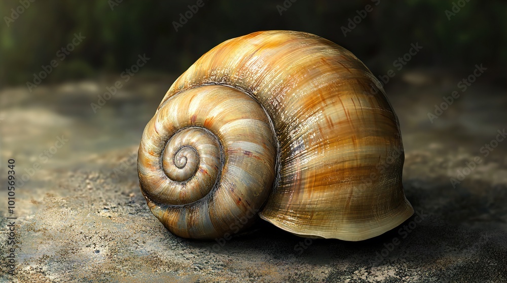 Snail Shell Close-Up: Nature's Spiral Wonder Snail Shell Close-Up: Nature's Spiral Wonder