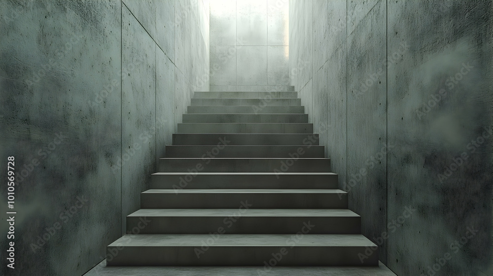 Concrete Stairway Leading to Light 3D Render Concrete Stairway Leading to Light 3D Render