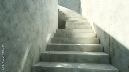 Concrete Staircase With Sunlight 3D Illustration
