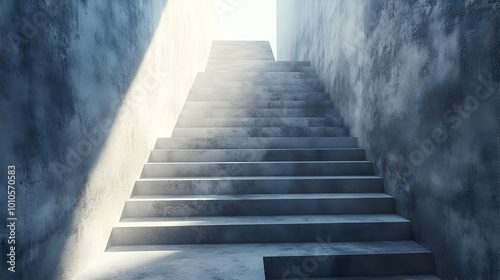 Concrete Staircase Leading Up to the Light 3D Illustration