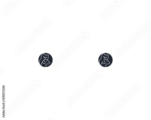 Dog and cat logo design template vector, line of pet logo design suitable for pet shop, store, caffe, business, hotel, veterinary clinic, Domestic animals vector illustration logotype, sign, symbol.