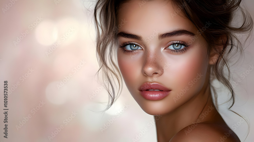 Beautiful Woman with Blue Eyes and Freckles - Stunning Portrait Photography Beautiful Woman with Blue Eyes and Freckles - Stunning Portrait Photography