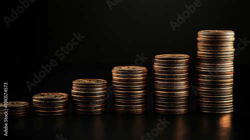 coins stacks of coins forming a graph of income