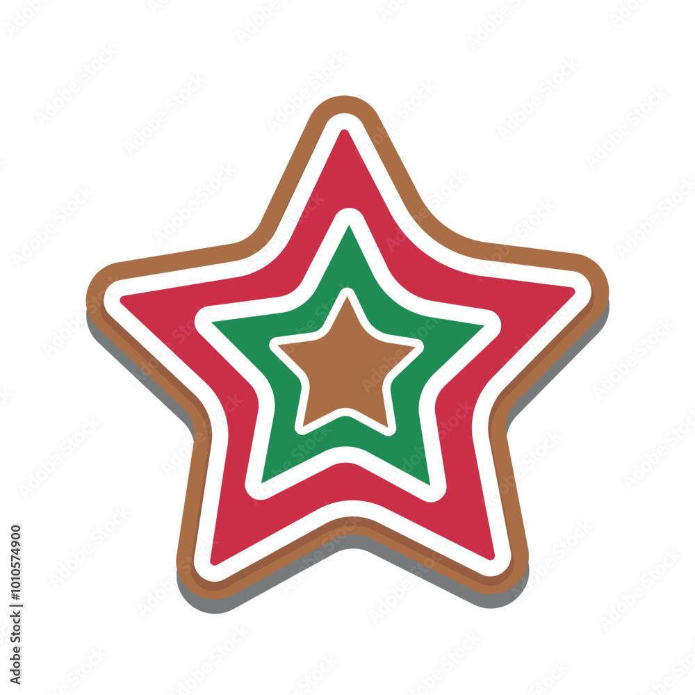 Christmas gingerbread cookies in shape of star. Winter Christmas sweets and treats. Vector illustration Christmas gingerbread cookies in shape of star. Winter Christmas sweets and treats. Vector illustration