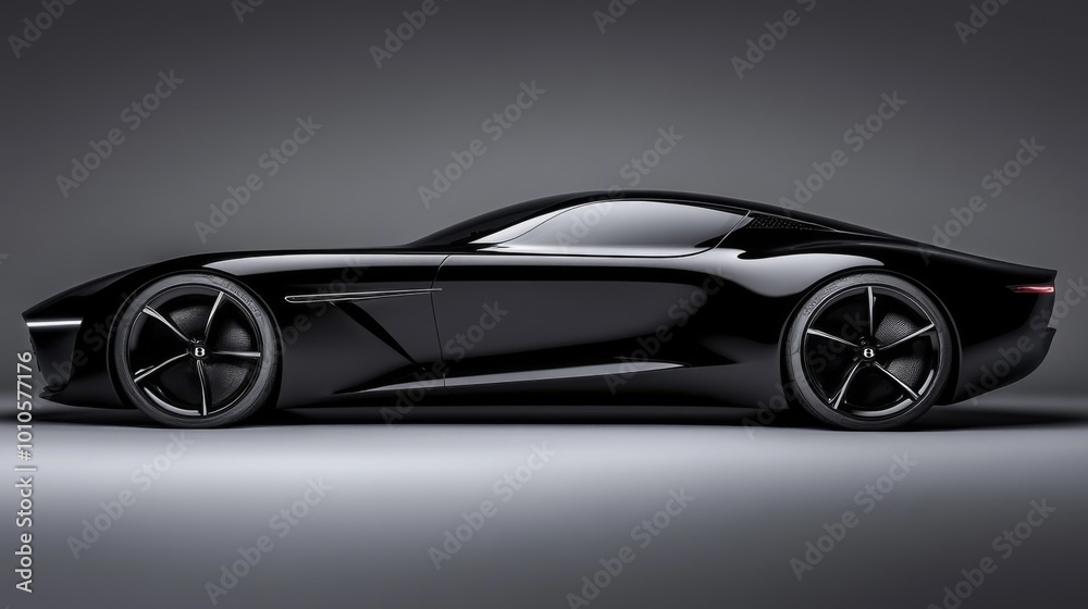 Black sports car in a studio. Black sports car in a studio.