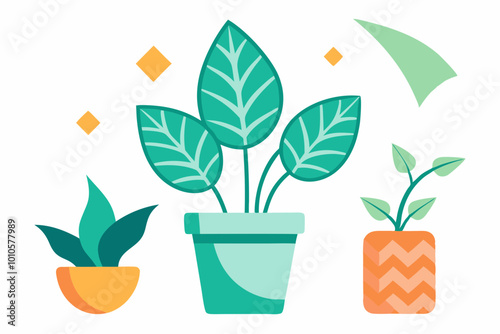 Cute Plant tub vector illustration