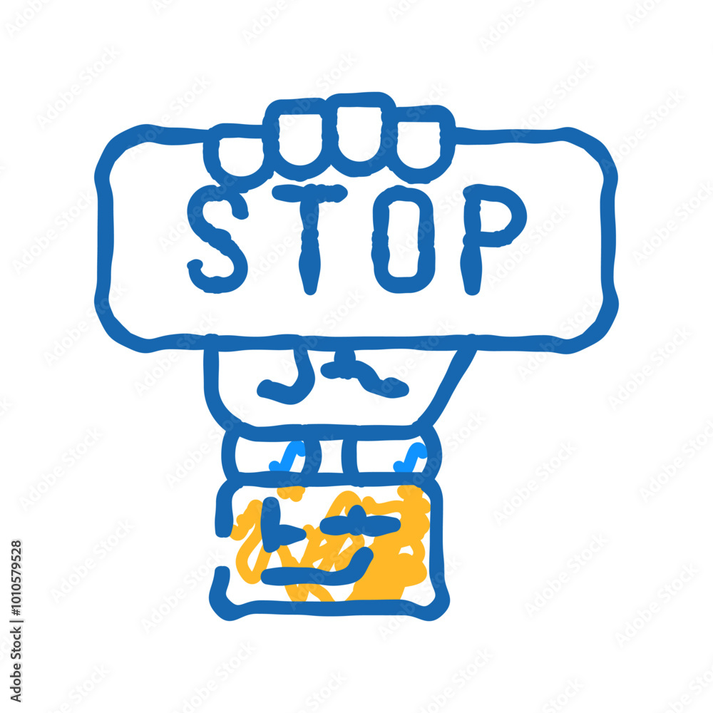 stop robot hand gesture doodle icon sketch vector. stop robot hand gesture sign. isolated symbol illustration stop robot hand gesture doodle icon sketch vector. stop robot hand gesture sign. isolated symbol illustration