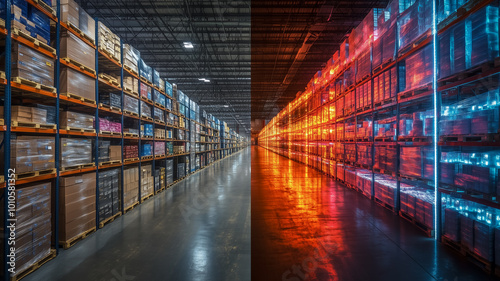 Transformation of a Warehouse: From Traditional Storage to Digital Automation, Highlighting the Future of Smart Logistics photo