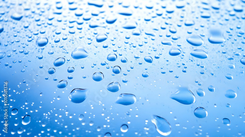 Water Drops on Blue Surface