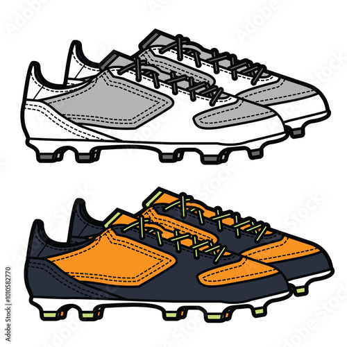 Football shoes vector design technical drawing by adobe illustrator