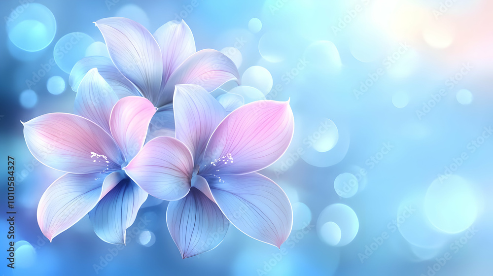 Blue and Pink Flowers with Bokeh Background Blue and Pink Flowers with Bokeh Background
