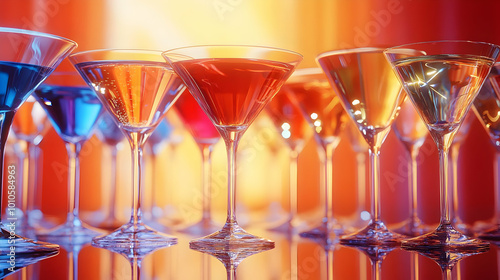 Colorful Martini Glasses 3D Illustration