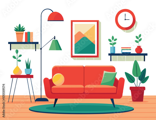 Cozy Living Room Interior Design with Plants
