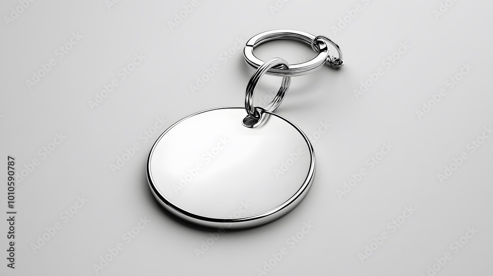 Round key chain mockup with white background Round key chain mockup with white background