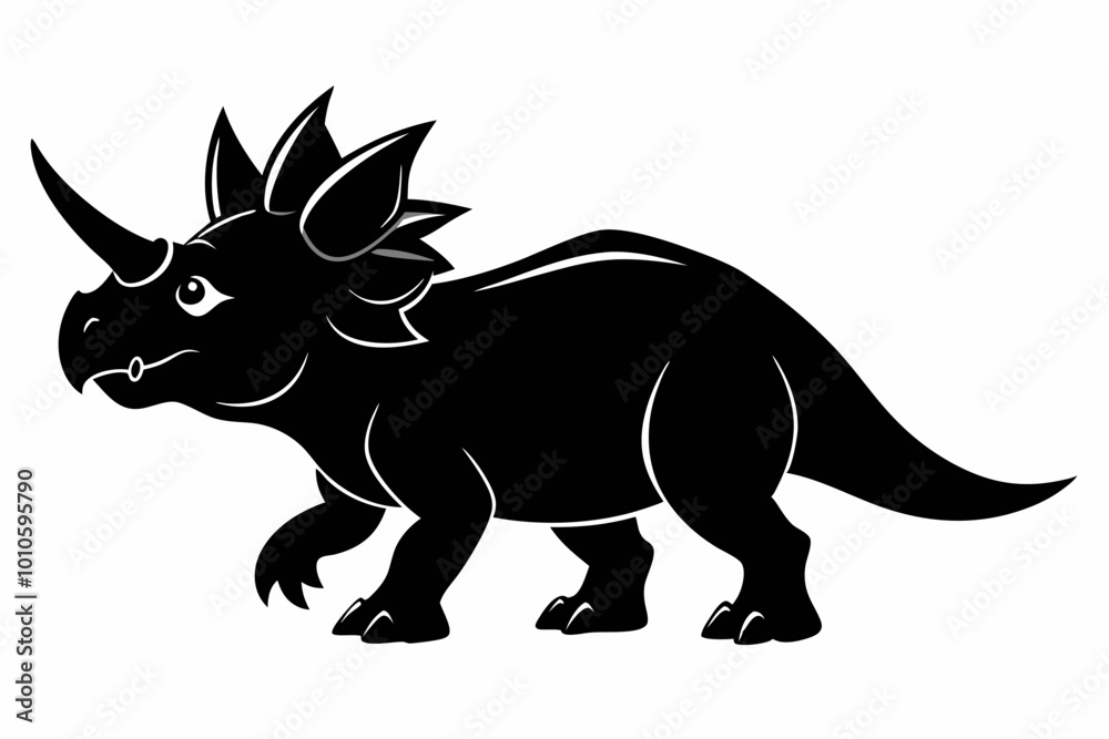 Obraz premium triceratops silhouette vector, dinosaur silhouette