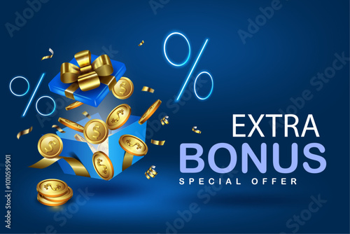 extra bonus business marketing and promotion announcement advertising banner,background and special offer concept advertisement element vector illustration. casino,jackpot and lottery bonus banner.