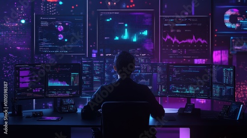 Cyberpunk Hacker Workstation in Neon Glow