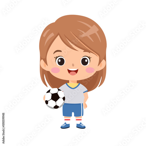 Footballer Cute Worker Work Job Profession Professional Occupation Cartoon Character
