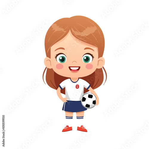 Footballer Cute Worker Work Job Profession Professional Occupation Cartoon Character
