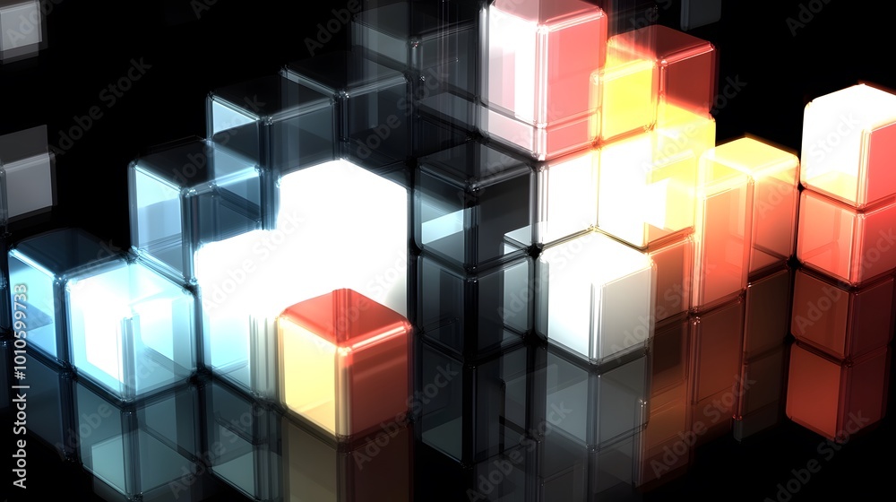 Abstract 3D Geometric Shapes in Blue Red Yellow and Black Abstract 3D Geometric Shapes in Blue Red Yellow and Black