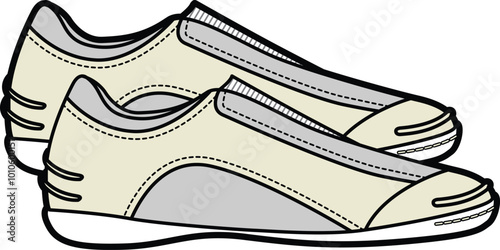 Man espadrilles shoe technical flat sketch vector mockup template