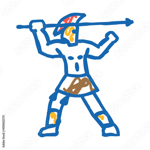 warior soldier roman greek doodle icon sketch vector. warior soldier roman greek sign. isolated symbol illustration